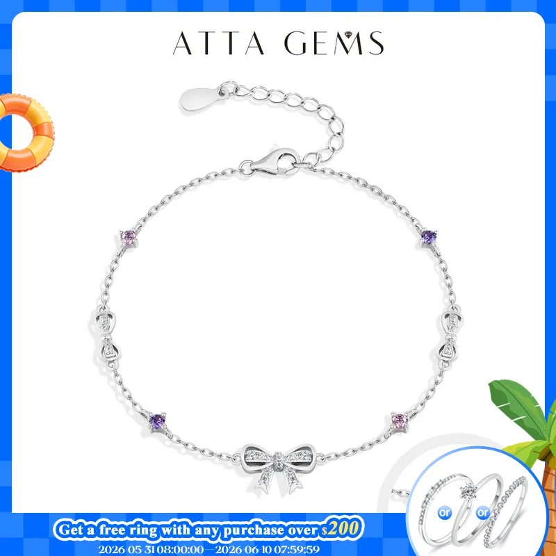 ATTAGEMS 925 Sterling Silver Bow Moissanite Bracelet Sweet Original Design Colorful Pink Zircon Bracelets for Women Party Gifts
ATTAGEMS 925 Sterling Silver Bow Moissanite Bracelet Sweet Original Design Colorful Pink Zircon Bracelets for Women Party Gifts