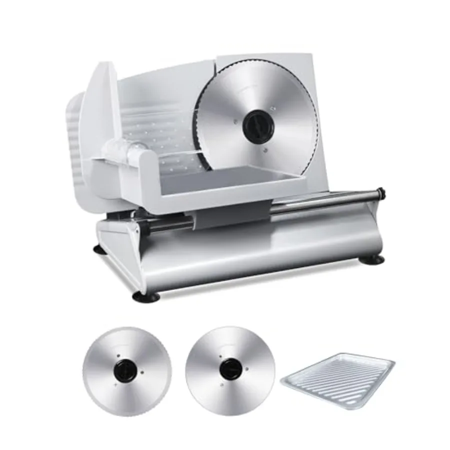 Meat Slicer Machine for Home - 200W Electric Food Slicer with 2 Removable 7.5" Stainless Steel Blades and Tray Adjustable and C
Meat Slicer Machine for Home - 200W Electric Food Slicer with 2 Removable 7.5" Stainless Steel Blades and Tray Adjustable and C