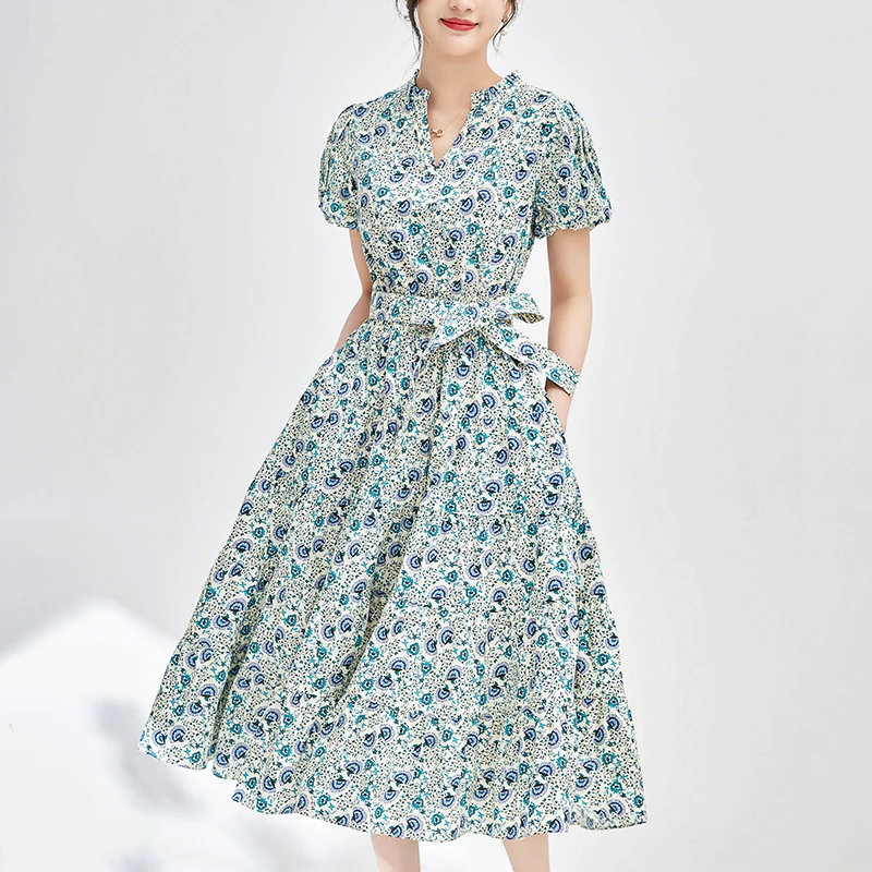 French Style Women's Vintage Dress 2024 Summer Elegant Dresses For Women V-neck Short Sleeve Floral Print Woman Long Dress
French Style Women's Vintage Dress 2024 Summer Elegant Dresses For Women V-neck Short Sleeve Floral Print Woman Long Dress