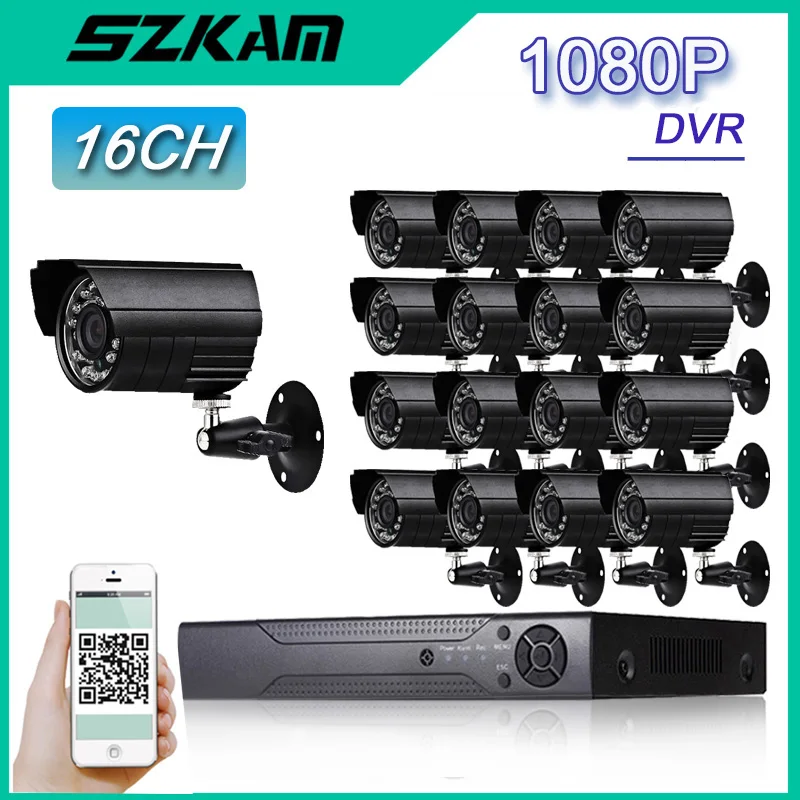 SZKAM 16CH 1080P CCTV System Camera Security AHD DVR Kit IR Night Vision Bullet Video Home Office 2MP Outdoor Indoor Waterproof
SZKAM 16CH 1080P CCTV System Camera Security AHD DVR Kit IR Night Vision Bullet Video Home Office 2MP Outdoor Indoor Waterproof