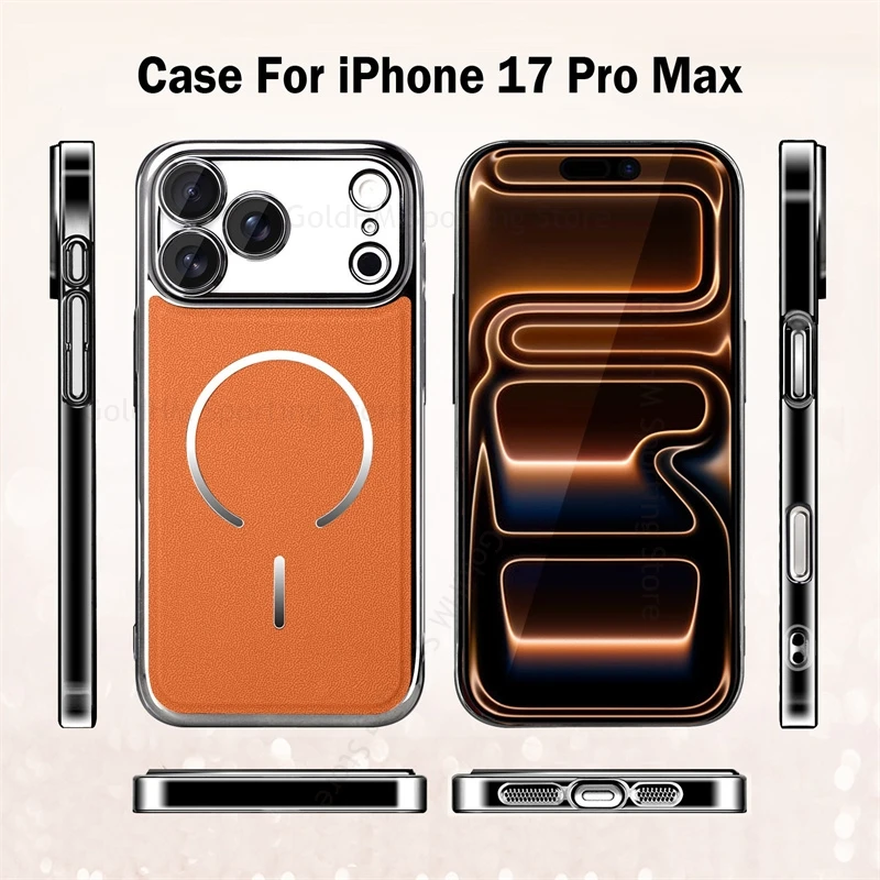 For Magsafe 6D Plating Leather Phone Case For iPhone 17 Pro Max Military Grade Magnetic Cover For Apple 17 Air 15 14 16 Pro Max
For Magsafe 6D Plating Leather Phone Case For iPhone 17 Pro Max Military Grade Magnetic Cover For Apple 17 Air 15 14 16 Pro Max