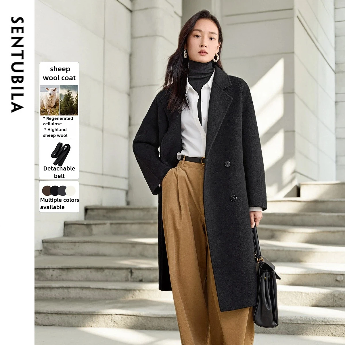 SENTUBILA Women's Double-Breasted Wool Coat Winter 2025 Temperament Commuter Coat Mid-Length Business Casual W54OA8781
SENTUBILA Women's Double-Breasted Wool Coat Winter 2025 Temperament Commuter Coat Mid-Length Business Casual W54OA8781