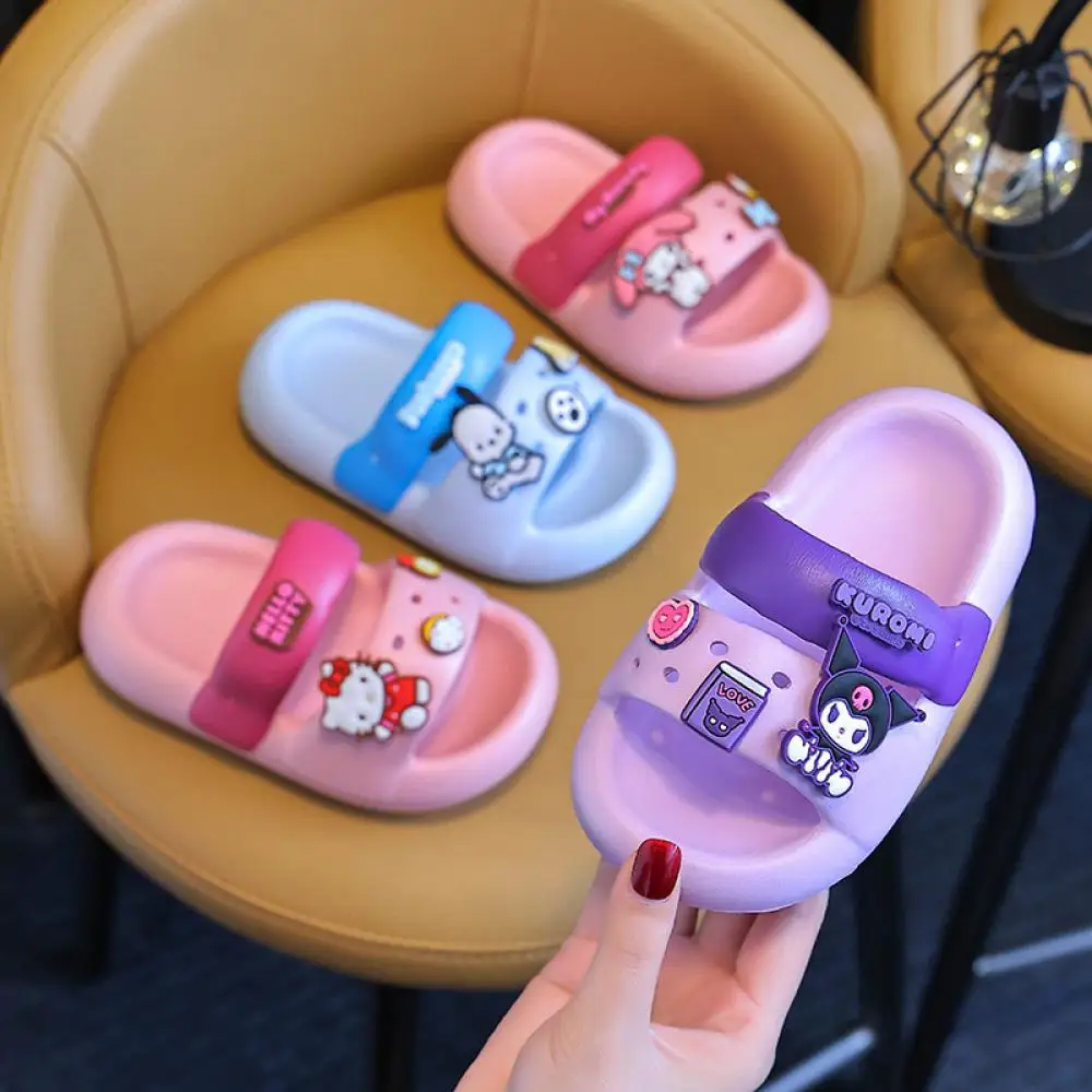 Детские милые тапочки Kuromi для девочек, Sanrioed My Melody, Kawaii Cinnamoroll, сандалии, летние милые нескользящие туфли с героями мультфильмов для малышей
Детские милые тапочки Kuromi для девочек, Sanrioed My Melody, Kawaii Cinnamoroll, сандалии, летние милые нескользящие туфли с героями мультфильмов для малышей
