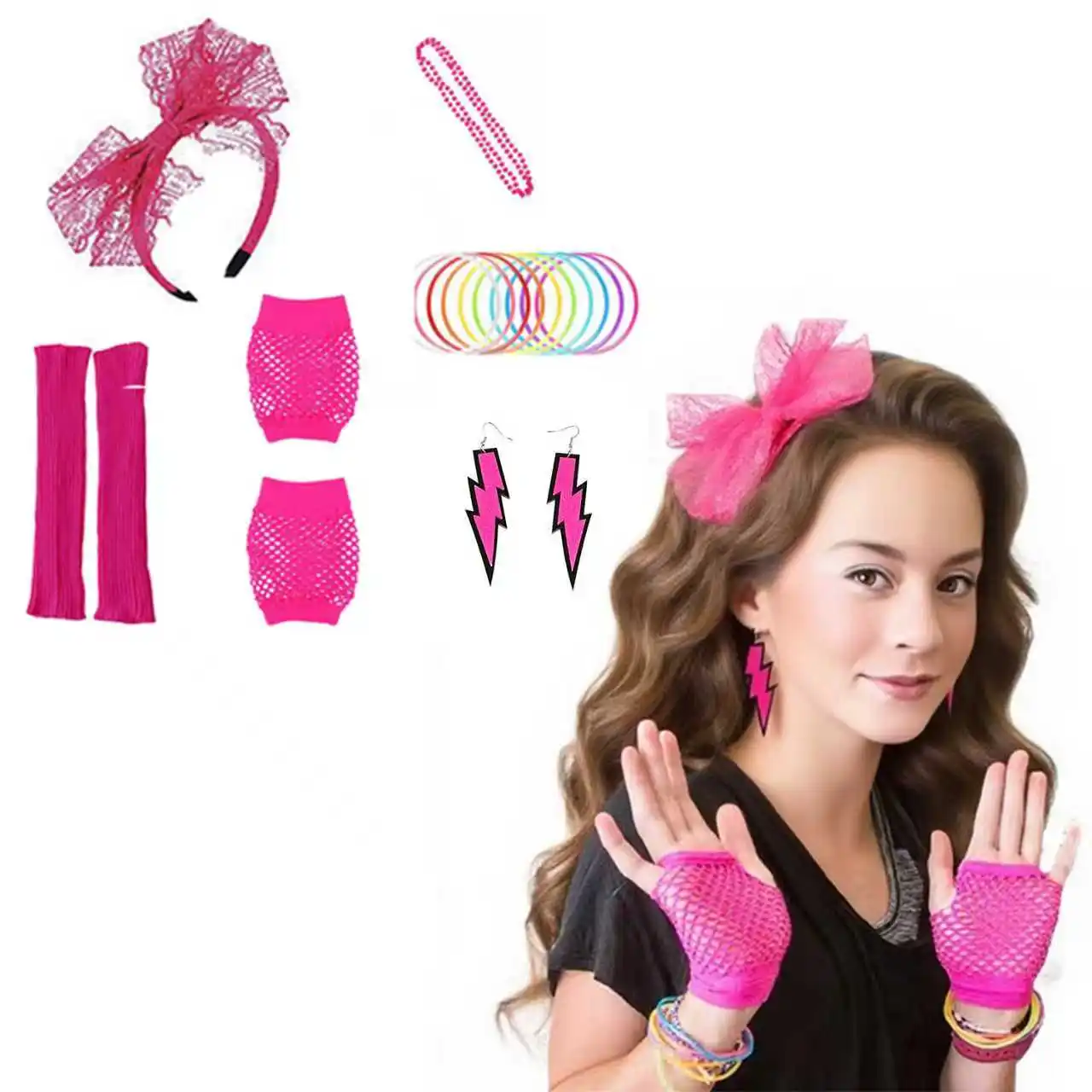 PESENAR 80s Fancy Dress Costumes Accessories, 1980s Headband, Earings, Fishnet Gloves, Necklace, Bracelt, Leg Warmers
PESENAR 80s Fancy Dress Costumes Accessories, 1980s Headband, Earings, Fishnet Gloves, Necklace, Bracelt, Leg Warmers
