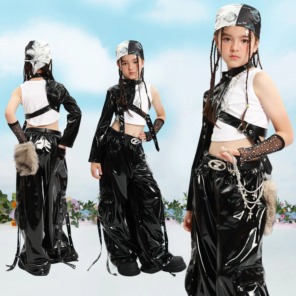 Children'S Kpop Stage Outfit Kids Cool Hip Hop Clothing Girls Black Leather Top Pants Jazz Dance Costume StreeT Wear XS8985
Children'S Kpop Stage Outfit Kids Cool Hip Hop Clothing Girls Black Leather Top Pants Jazz Dance Costume StreeT Wear XS8985
