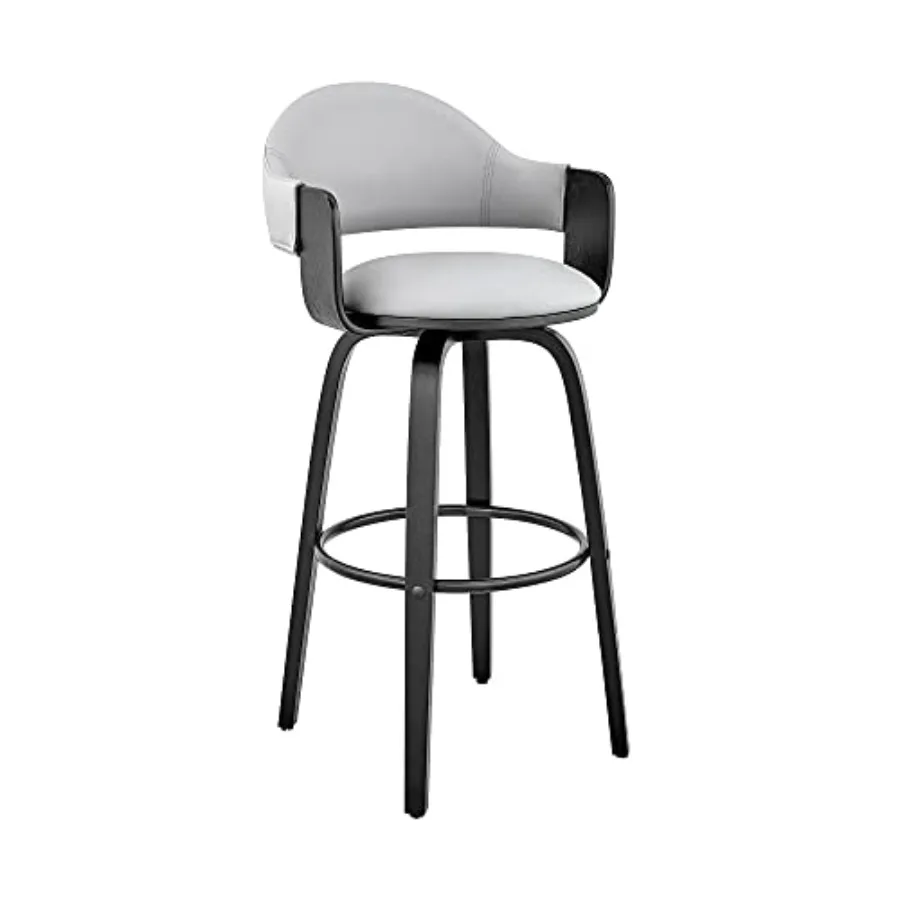 Mid Century Modern Swivel Bar Stool for Kitchen Island Counter in Gray Faux Leather and Black Wood 30 Seat Height
Mid Century Modern Swivel Bar Stool for Kitchen Island Counter in Gray Faux Leather and Black Wood 30 Seat Height