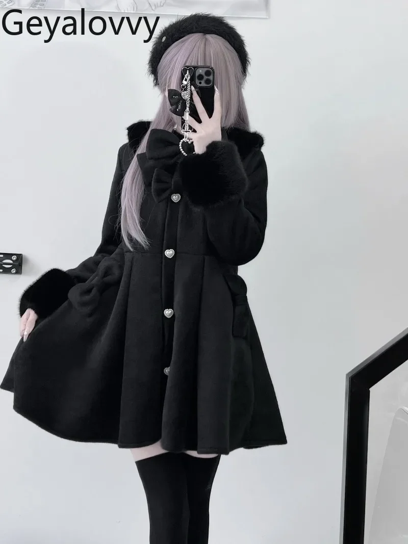 Wool Coats for Women Autumn Winter New High Waist Slimming Bowknot Fleece Cute Long Jacket Women Japanese Style Lolita Coat
Wool Coats for Women Autumn Winter New High Waist Slimming Bowknot Fleece Cute Long Jacket Women Japanese Style Lolita Coat