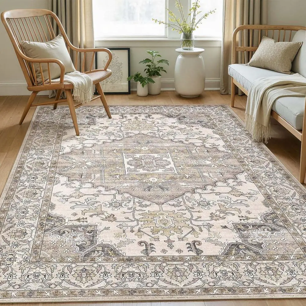 5x7 Washable Area Rugs: Non Slip Vintage Brown Rug, Large Spot Stain Resistant Indoor Floor Carpets for Bedroom Dining Room, War
5x7 Washable Area Rugs: Non Slip Vintage Brown Rug, Large Spot Stain Resistant Indoor Floor Carpets for Bedroom Dining Room, War