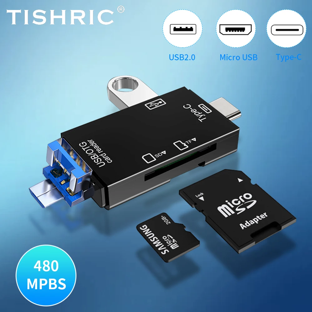 TISHRIC 6 In 1 Card Reader TF Card SD Card USB Type-C Micro USB Memory Card Reader Flash Drive Card Adapter For Computer Phone
TISHRIC 6 In 1 Card Reader TF Card SD Card USB Type-C Micro USB Memory Card Reader Flash Drive Card Adapter For Computer Phone