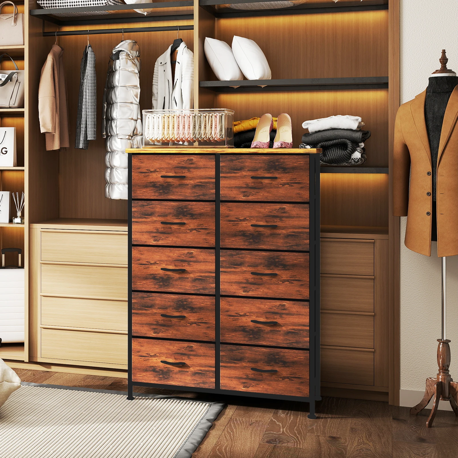 JHK Cabinet For Living Room With 10 Fabric Drawers Beside Nightstand Tables Storage Closet Chest Clothes Display Of Furniture
JHK Cabinet For Living Room With 10 Fabric Drawers Beside Nightstand Tables Storage Closet Chest Clothes Display Of Furniture