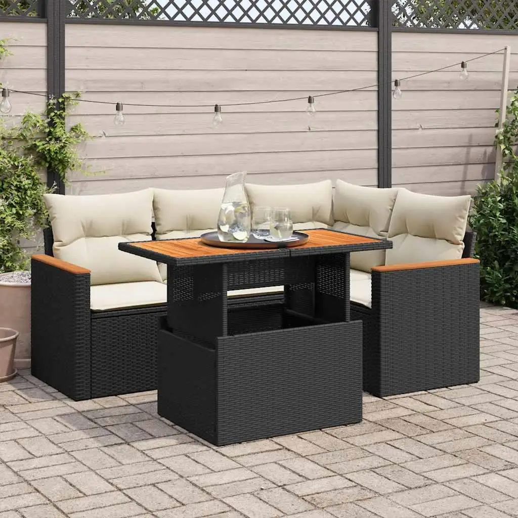 5 Piece Outdoor Patio Sofa Set Cushions Black Rattan Acacia Furniture Garden Lounge
5 Piece Outdoor Patio Sofa Set Cushions Black Rattan Acacia Furniture Garden Lounge