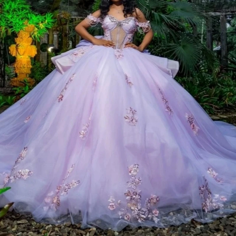 Charming Princess Girl Quinceanera Dresses Off Shoulder Flower Applique Ball Gown Tulle Women Prom Birthday Party 15 Customized
Charming Princess Girl Quinceanera Dresses Off Shoulder Flower Applique Ball Gown Tulle Women Prom Birthday Party 15 Customized