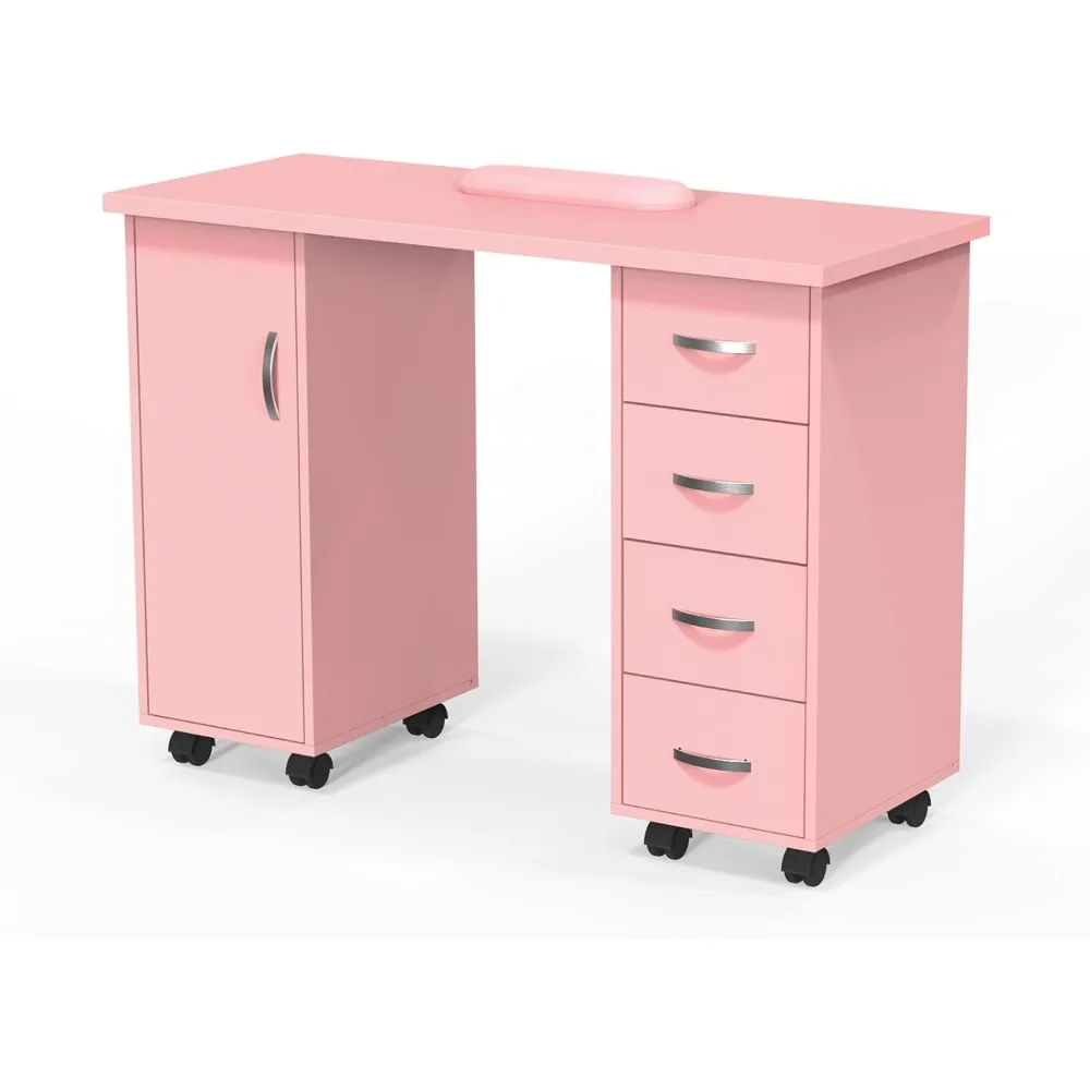 Manicure table with cabinet, drawers, wheels, and armrest for nail tech workstation, dimensions 43.3" L x 31.5" H x 17.7" W。
Manicure table with cabinet, drawers, wheels, and armrest for nail tech workstation, dimensions 43.3" L x 31.5" H x 17.7" W。