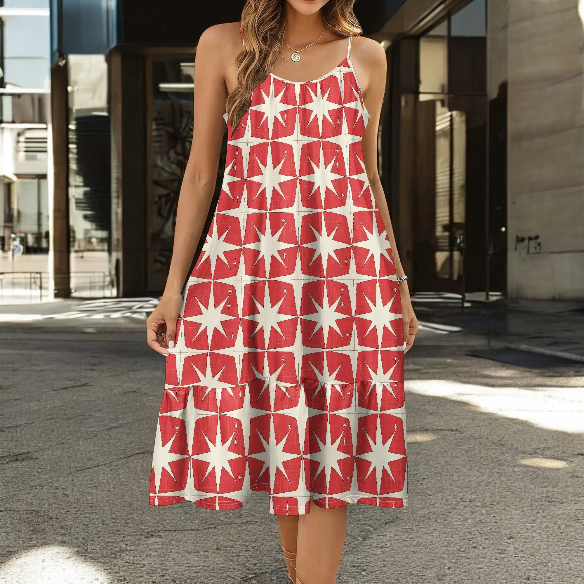 Women's Red Star Print Sundress Sleeveless Geometric Pattern Dress for 4th of July Party Summer Outfit
Women's Red Star Print Sundress Sleeveless Geometric Pattern Dress for 4th of July Party Summer Outfit