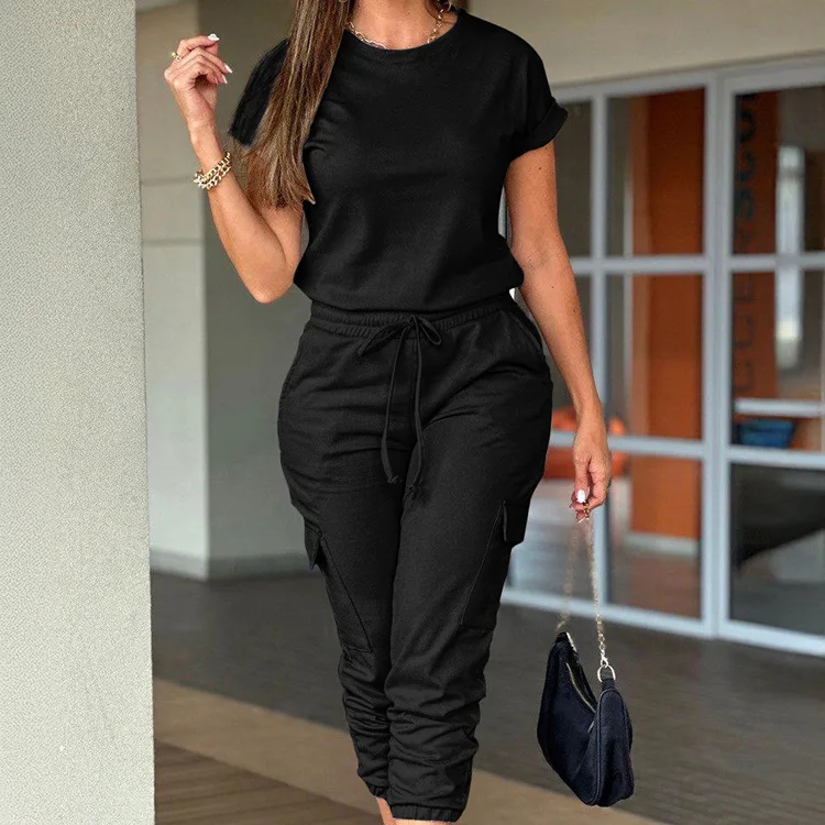 Women's 2025 Autumn Round Neck Casual Workwear Short-sleeved Ankle-length Lace-up Jumpsuit One Piece Outfit Women
Women's 2025 Autumn Round Neck Casual Workwear Short-sleeved Ankle-length Lace-up Jumpsuit One Piece Outfit Women