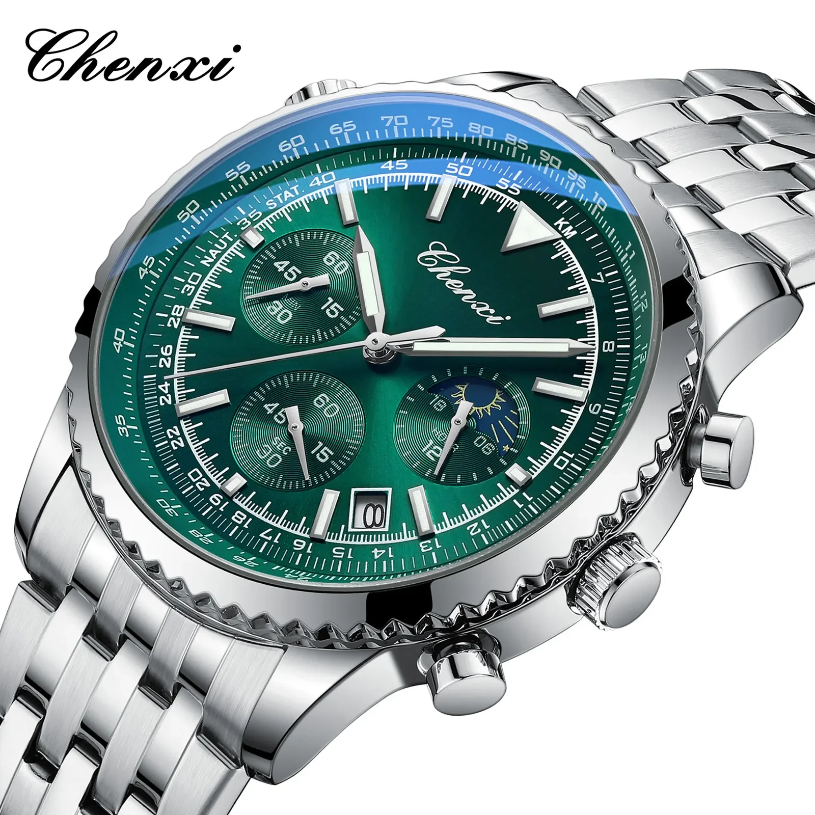 CHENXI 928 Luxury StopWatch Moon Phase Waterproof Male Clock Luminous Date Stainless Steel Square Quartz Men Watch reloj hombre
CHENXI 928 Luxury StopWatch Moon Phase Waterproof Male Clock Luminous Date Stainless Steel Square Quartz Men Watch reloj hombre