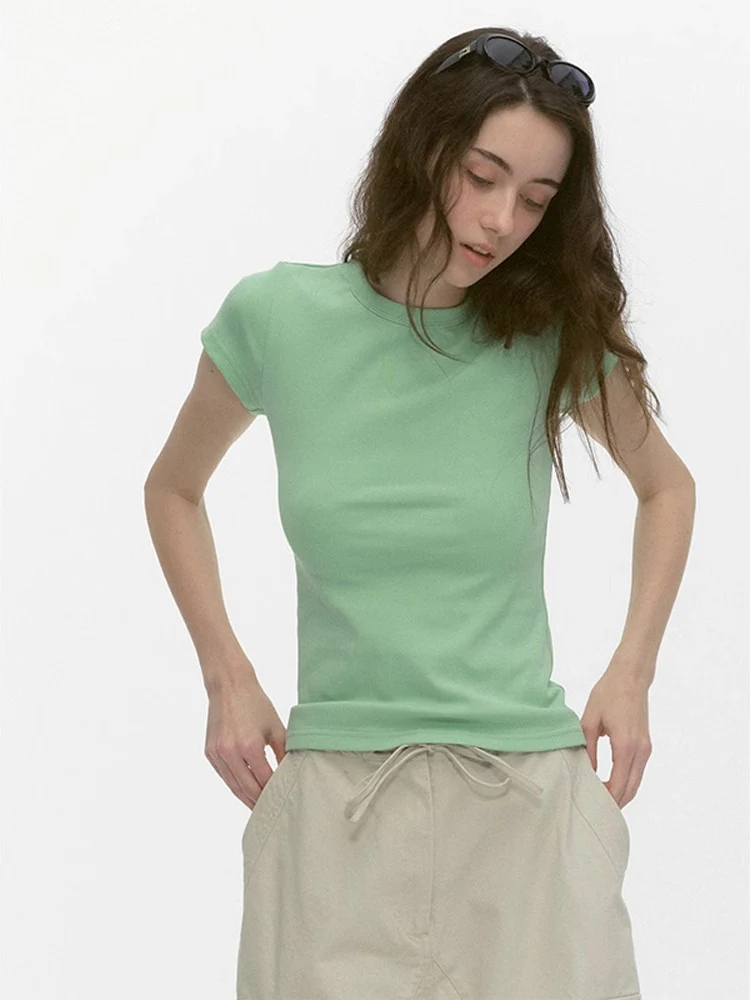 Slim Fit Short Sleeve T-Shirt Women's Style Mint Green Shoulder Length Summer Base Layer Top Moisture Wicking Knitted round Neck
Slim Fit Short Sleeve T-Shirt Women's Style Mint Green Shoulder Length Summer Base Layer Top Moisture Wicking Knitted round Neck
