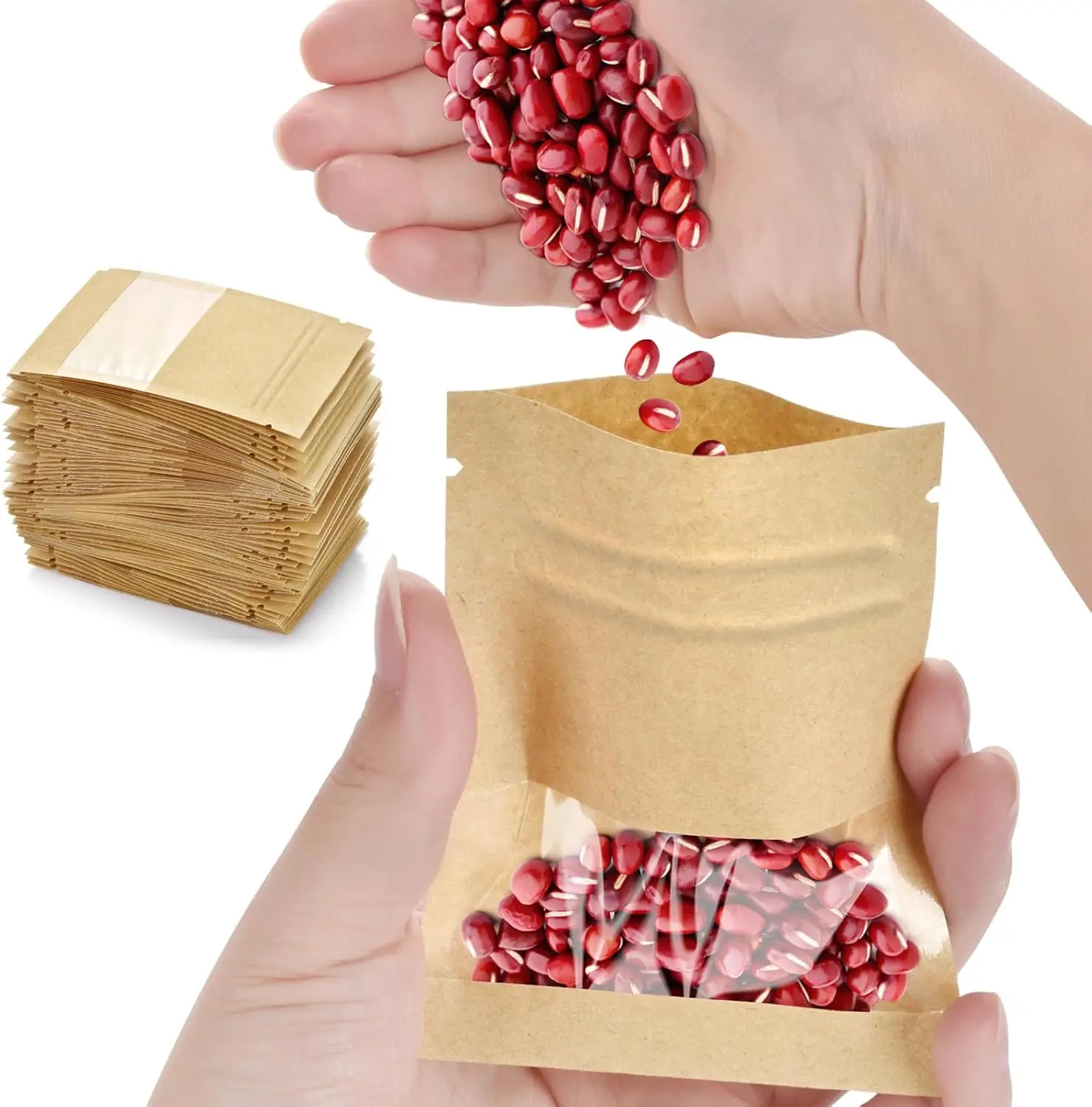 100 Mini Resealable Kraft Bags with Window, 2.7x3.5" Ziplock for Samples, Food Storage
100 Mini Resealable Kraft Bags with Window, 2.7x3.5" Ziplock for Samples, Food Storage