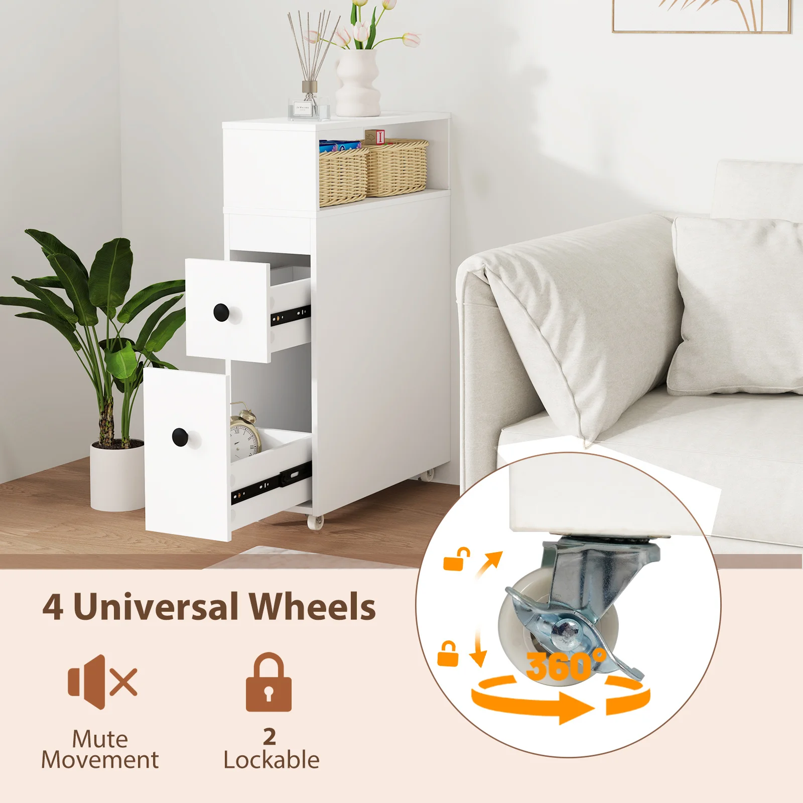 Slim Bathroom Storage Cabinet, Narrow Bathroom Cabinet with Drawers, Removable Storage Baskets, Toilet Brush Holder
Slim Bathroom Storage Cabinet, Narrow Bathroom Cabinet with Drawers, Removable Storage Baskets, Toilet Brush Holder