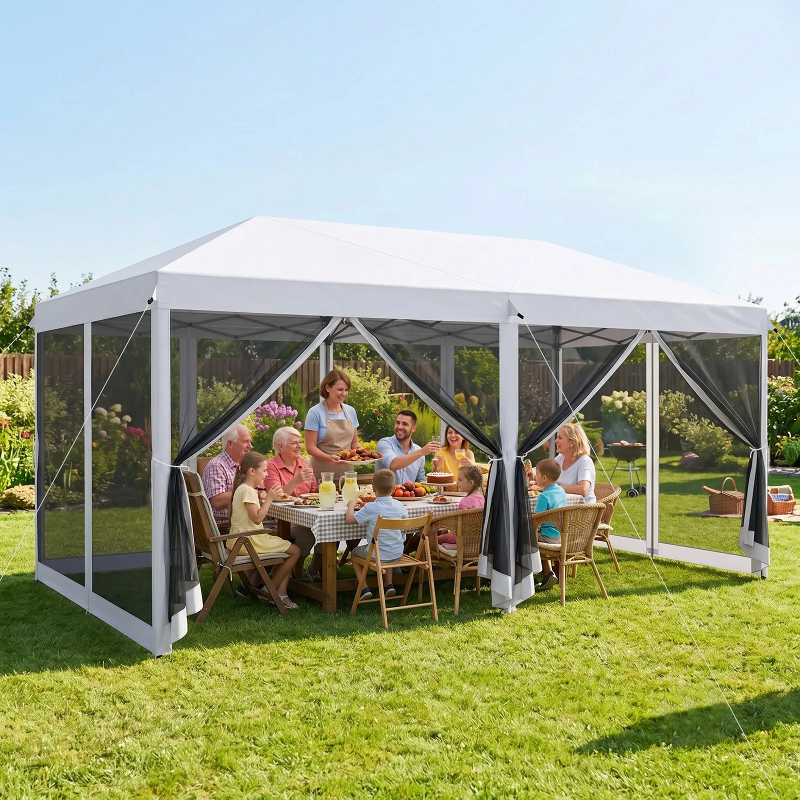 10'x20' Pop Up Party Tent Gazebo Wedding Canopy with 6 Sidewalls, Cream White
10'x20' Pop Up Party Tent Gazebo Wedding Canopy with 6 Sidewalls, Cream White