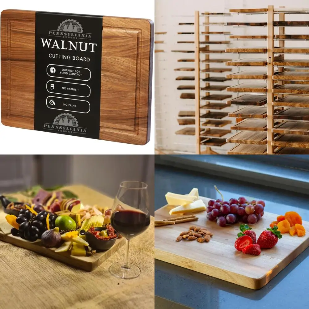 Walnut Wood Cutting Board with Juice Groove, 17x14 inches, Premium US-Made Walnut, Large Kitchen Chopping Surface
Walnut Wood Cutting Board with Juice Groove, 17x14 inches, Premium US-Made Walnut, Large Kitchen Chopping Surface
