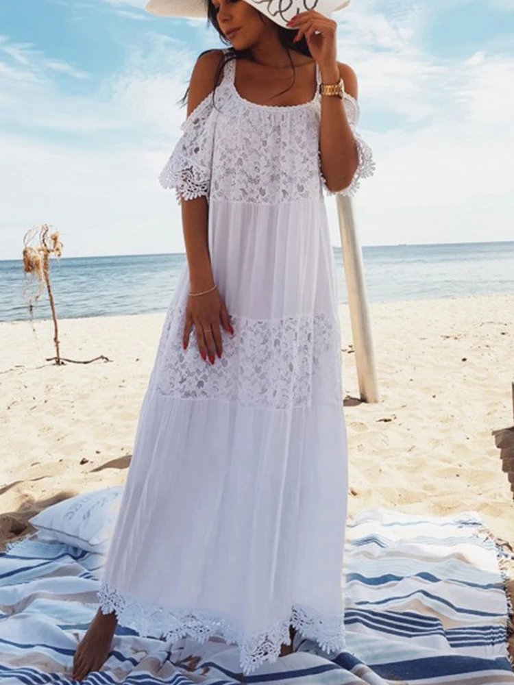 Boho White Long Dress Women Lace Patchwork Dress Female Sexy Strap Off Shoulder Dress Ladies Summer Backless Hollow Out Dress
Boho White Long Dress Women Lace Patchwork Dress Female Sexy Strap Off Shoulder Dress Ladies Summer Backless Hollow Out Dress