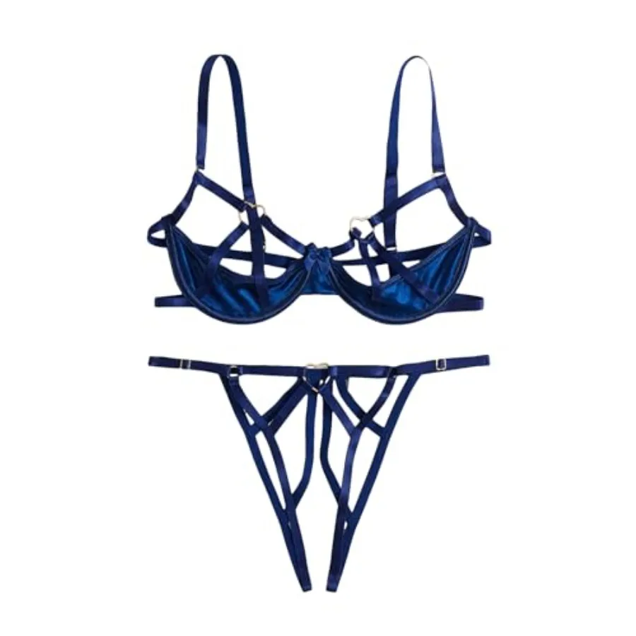 Women's 2 Pcs Cut Out Underwire Sexy See Through Bra and Panty Lingerie Sets
Women's 2 Pcs Cut Out Underwire Sexy See Through Bra and Panty Lingerie Sets