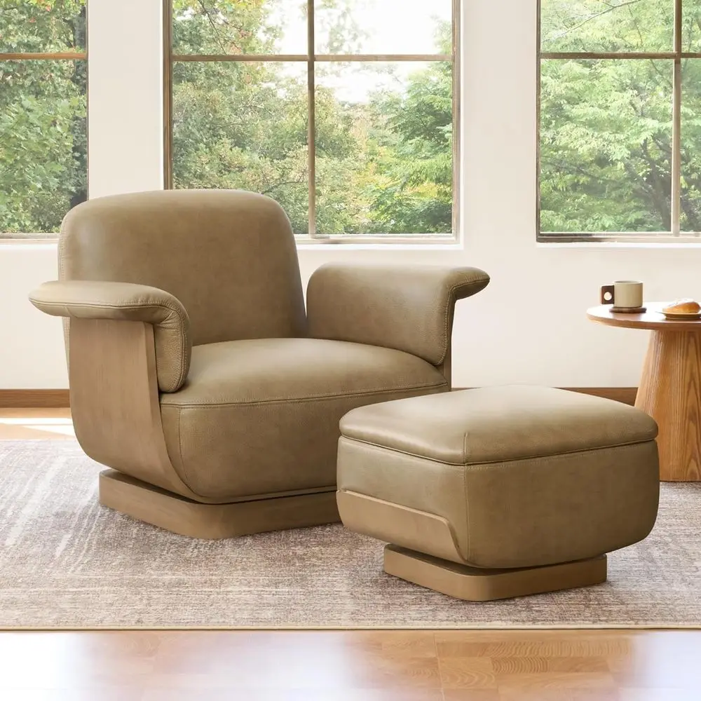 Leather Swivel Chair with Ottoman, Storage-Friendly Accent Furniture for Living or Bedroom, Mocha
Leather Swivel Chair with Ottoman, Storage-Friendly Accent Furniture for Living or Bedroom, Mocha