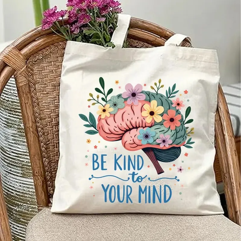 Aesthetic Floral Brain Canvas Tote Bag - Positive Quotes Mental Health Gift Reusable Shoulder Bag, Durable Canvas Handbag
Aesthetic Floral Brain Canvas Tote Bag - Positive Quotes Mental Health Gift Reusable Shoulder Bag, Durable Canvas Handbag
