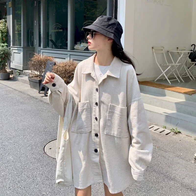 Solid Shirts for Women Polo-neck Vintage Oversized Jackets Long Sleeve Casual Retro Mid Length Blouse Korean Fashion Women Tops
Solid Shirts for Women Polo-neck Vintage Oversized Jackets Long Sleeve Casual Retro Mid Length Blouse Korean Fashion Women Tops