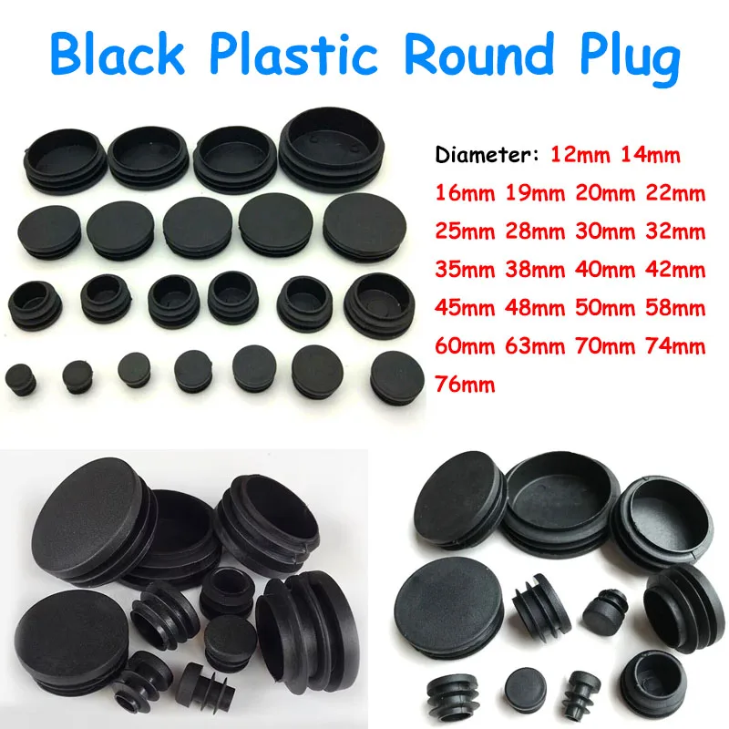 Thicken Black Round Plastic Blanking End Cap Diameter 12mm-76mm Tube Pipe Inserts Plug Bung Insert Stopper For Chair Leg Pipe
Thicken Black Round Plastic Blanking End Cap Diameter 12mm-76mm Tube Pipe Inserts Plug Bung Insert Stopper For Chair Leg Pipe