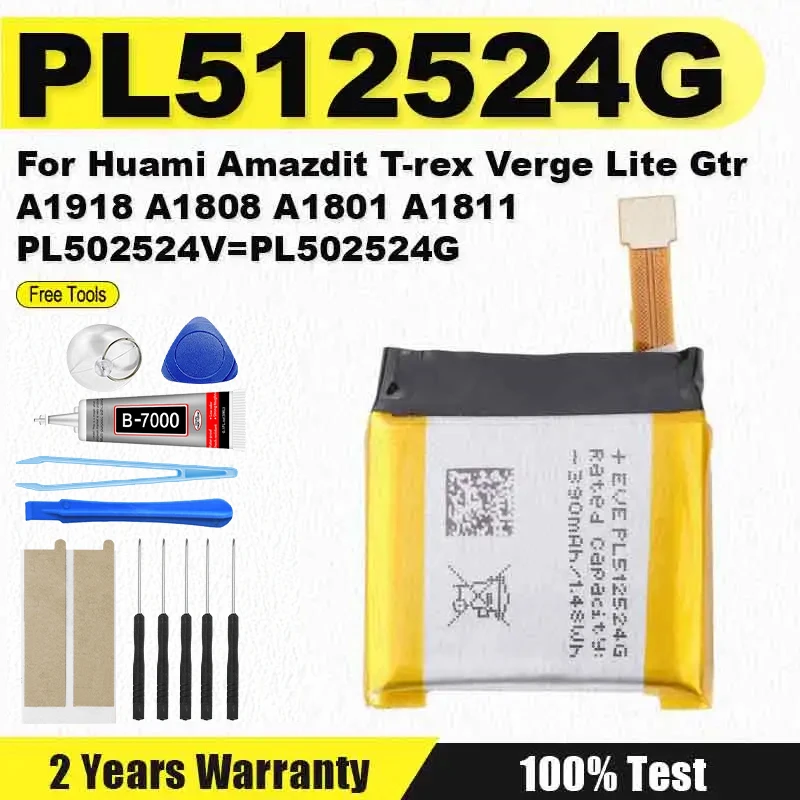 PL512524G PL502524V Battery For Huami AMAZFIT T-rex Verge Lite Gtr A1918 A1808 A1801 A1811 Smart Watch Batterie + Tools
PL512524G PL502524V Battery For Huami AMAZFIT T-rex Verge Lite Gtr A1918 A1808 A1801 A1811 Smart Watch Batterie + Tools