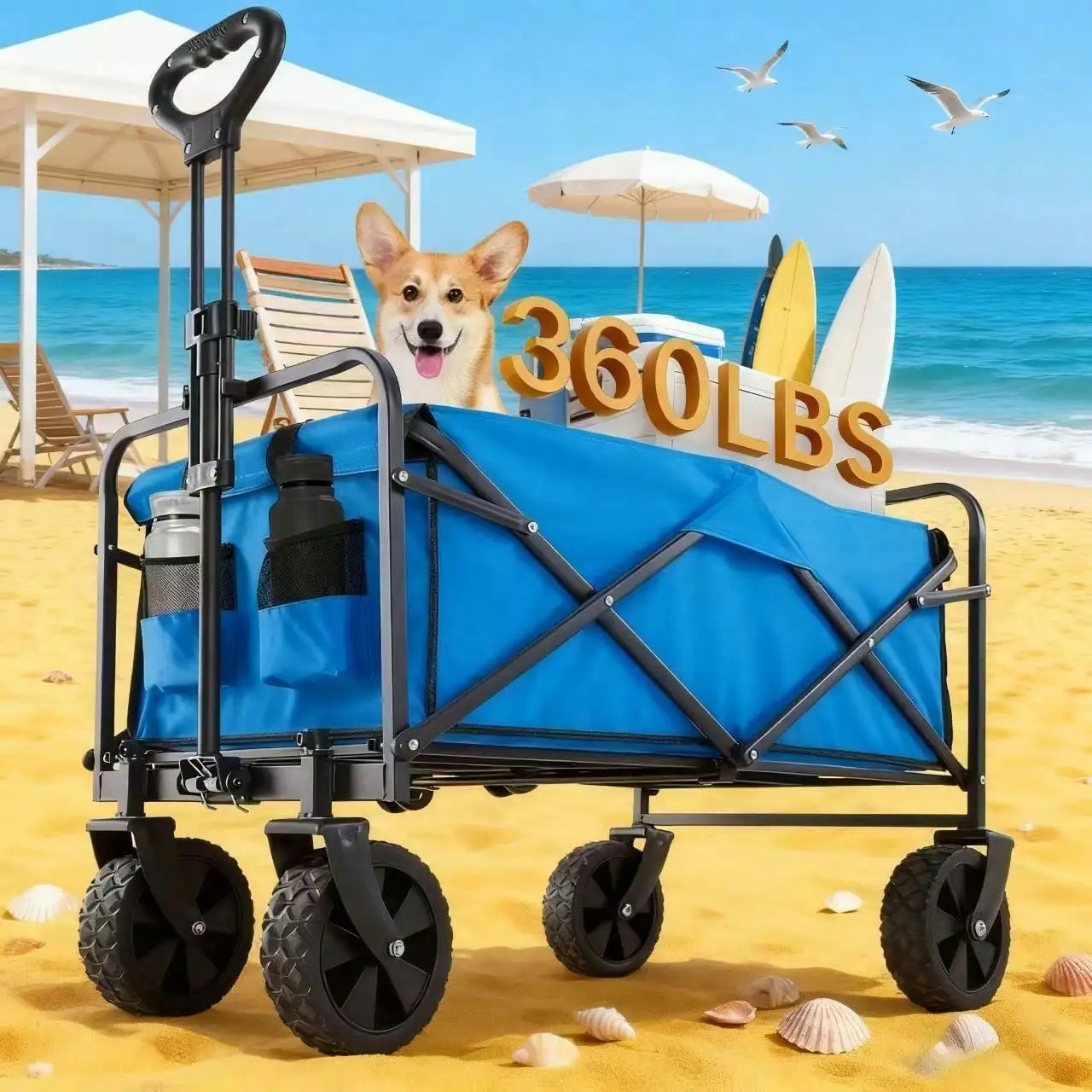 INBRAVE Portable 30" Collapsible Wagon Cart, Heavy Duty Folding Utility Wagon With 360lbs Load, All-Terrain Wheels For Camping, Beach, Garden & Grocery Shopping
INBRAVE Portable 30" Collapsible Wagon Cart, Heavy Duty Folding Utility Wagon With 360lbs Load, All-Terrain Wheels For Camping, Beach, Garden & Grocery Shopping