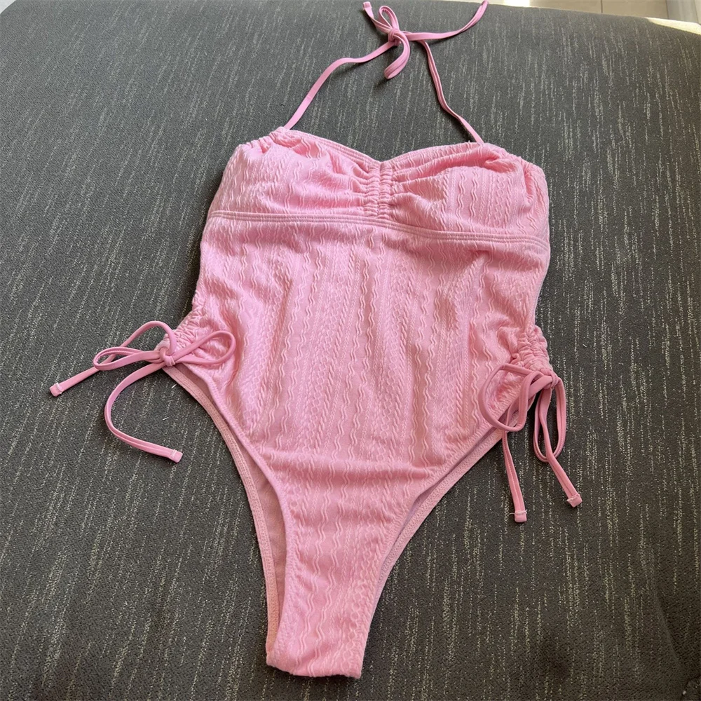 Sexy Drawstring Pleated Bikini Bandeau Swimsuit Halter String Swimwears Women Korean Pink Y2K Jacquard Beach Outfit Bathing Suit
Sexy Drawstring Pleated Bikini Bandeau Swimsuit Halter String Swimwears Women Korean Pink Y2K Jacquard Beach Outfit Bathing Suit