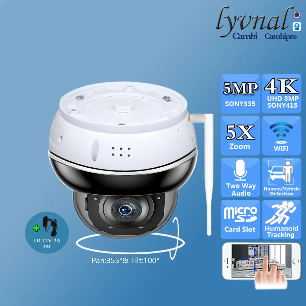 4K 8Mp Wireless Security IP Camera Wifi PTZ Dome 5X Optical Auto Zoom Surveillance CCTV 5Mp Human Tracking Two Way Audio IR 30m
4K 8Mp Wireless Security IP Camera Wifi PTZ Dome 5X Optical Auto Zoom Surveillance CCTV 5Mp Human Tracking Two Way Audio IR 30m