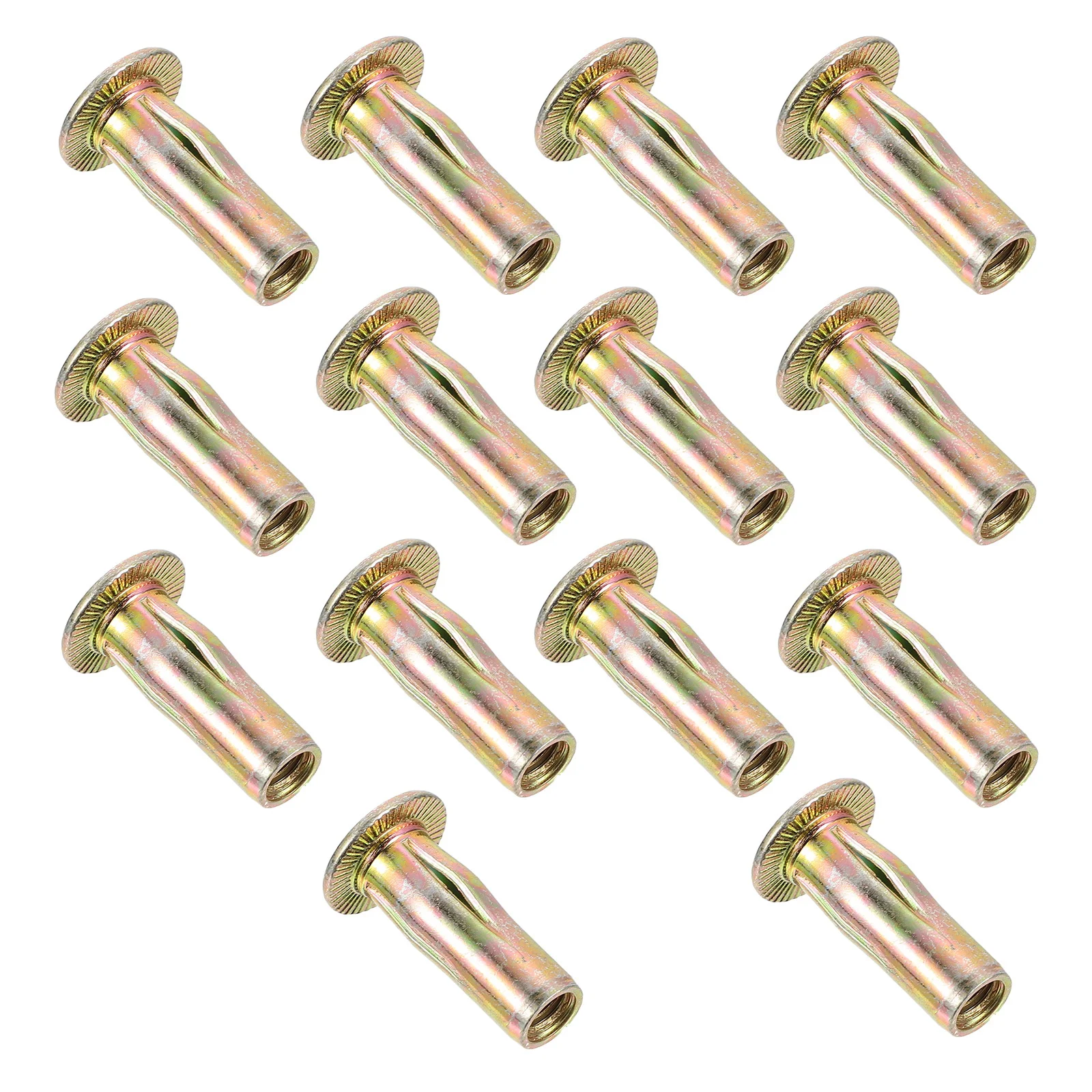 15Pcs Rivet Nut Set Carbon Steel Durable Threaded Inserts Petals Design for Device Fastening Insulating Use Strong Fasteners 
15Pcs Rivet Nut Set Carbon Steel Durable Threaded Inserts Petals Design for Device Fastening Insulating Use Strong Fasteners