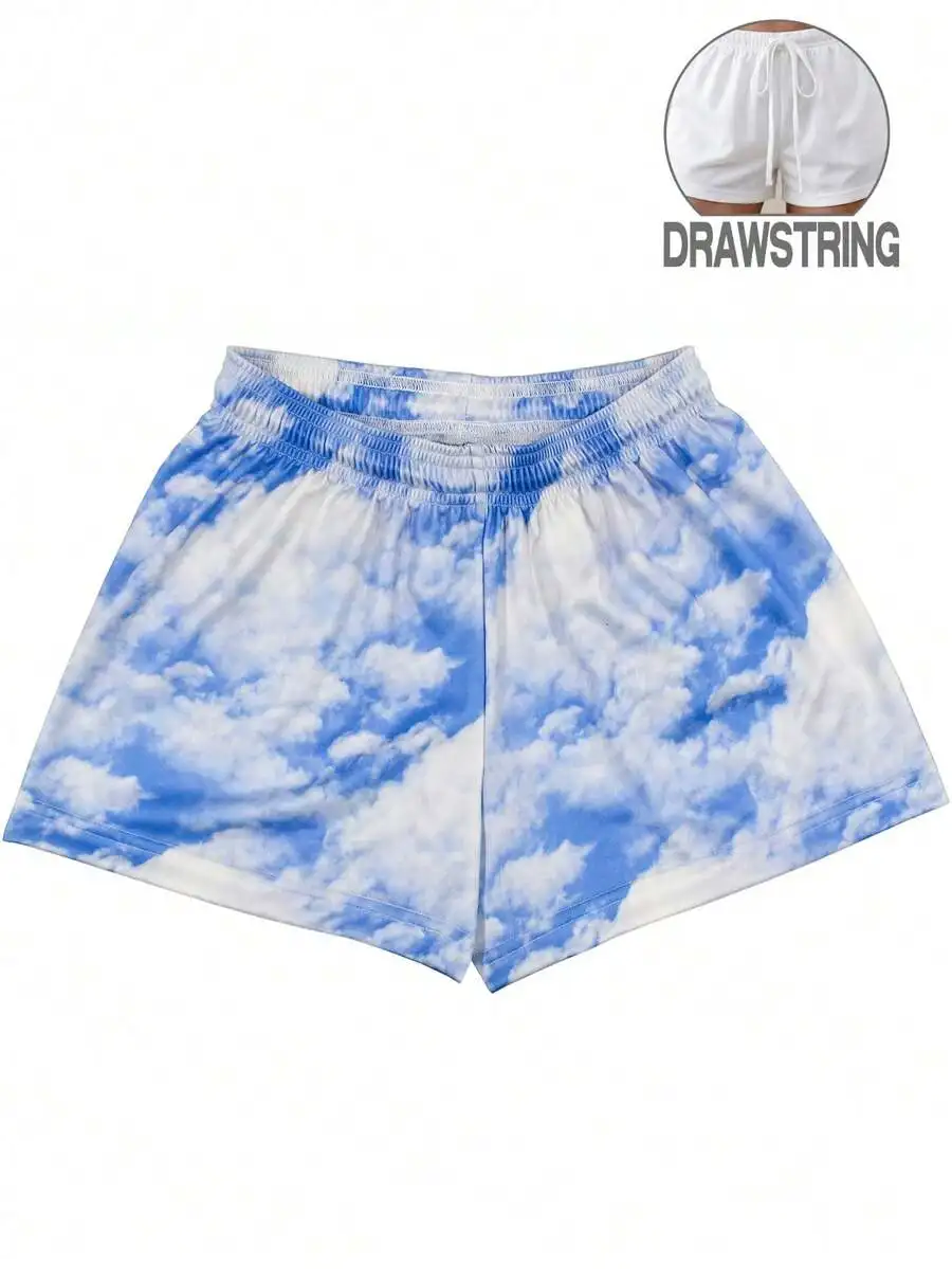 Womens Casual Cloud Print Drawstring Shorts With Pockets
Womens Casual Cloud Print Drawstring Shorts With Pockets