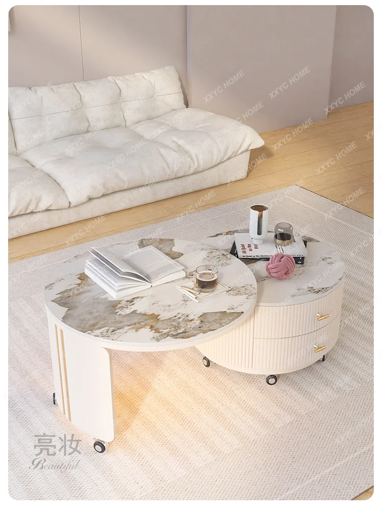 A506 Rock slab coffee table living room household modern light luxury cream wind rotating mobile round coffee table
A506 Rock slab coffee table living room household modern light luxury cream wind rotating mobile round coffee table