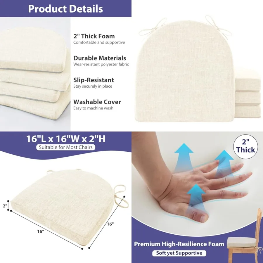Chair Cushions for Dining Chairs, Kitchen Chair Cushions, 16'' x 16'' x 2'', Non Slip Indoor Seat Cushions, Chair Pads for Dini
Chair Cushions for Dining Chairs, Kitchen Chair Cushions, 16'' x 16'' x 2'', Non Slip Indoor Seat Cushions, Chair Pads for Dini