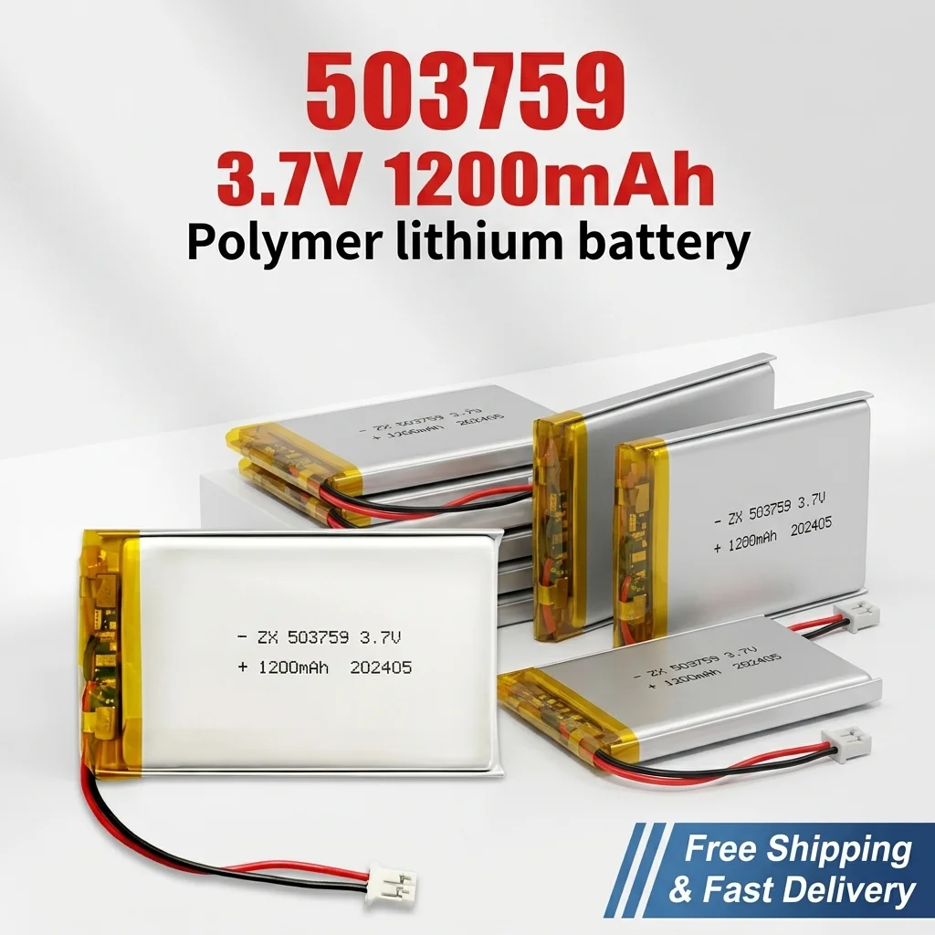 Rechargeable 3.7V 1200mAh 503759 Lithium Polymer Lipo Battery for GPS Navigator Bluetooth Speaker Small Appliances
Rechargeable 3.7V 1200mAh 503759 Lithium Polymer Lipo Battery for GPS Navigator Bluetooth Speaker Small Appliances