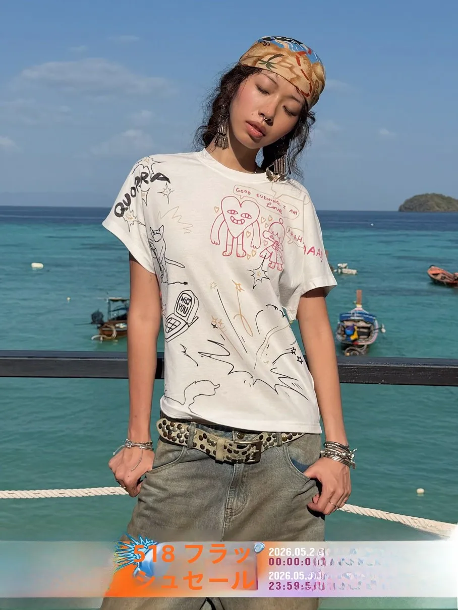 Original Hand-Drawn Graffiti Pure Cotton Printed One-Piece Sleeveless round Neck Short Sleeve T-Shirt Top Casual Style Standa...
Original Hand-Drawn Graffiti Pure Cotton Printed One-Piece Sleeveless round Neck Short Sleeve T-Shirt Top Casual Style Standa...
