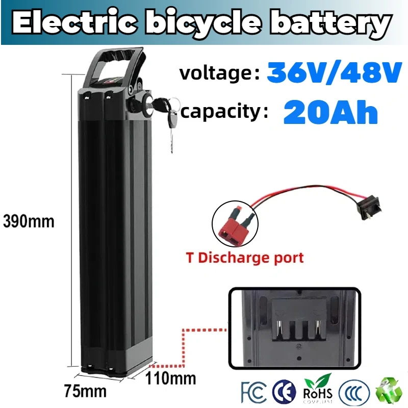 NEW 36V/48V E-bike Silver fish battery 20000mAh for E-bike E-Scooter 350W 500W 750W 1000W Motor Kit T-port Bottom discharge
NEW 36V/48V E-bike Silver fish battery 20000mAh for E-bike E-Scooter 350W 500W 750W 1000W Motor Kit T-port Bottom discharge