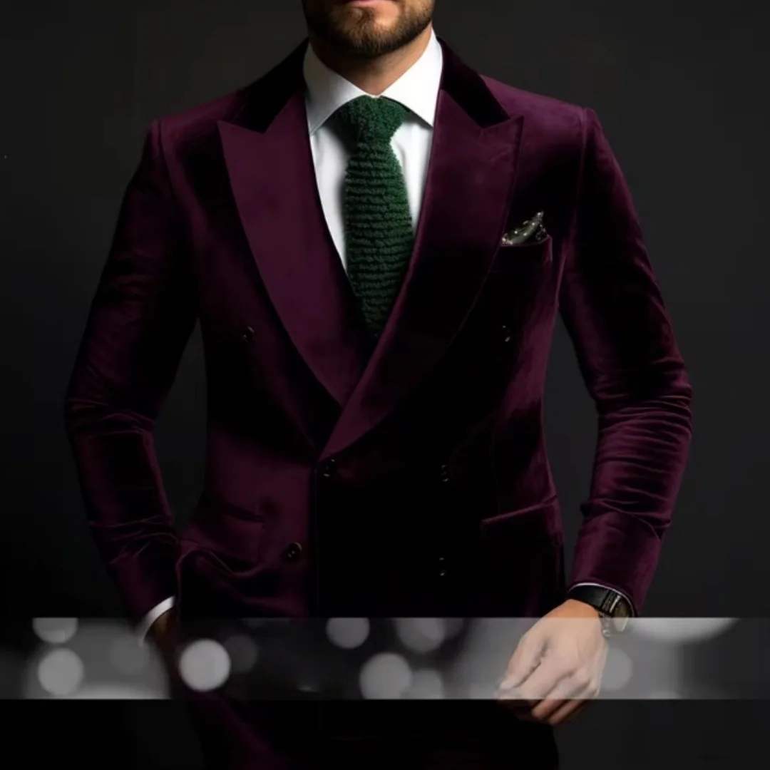 Luxurious Green Velvet Double Breasted Suit for Men 2-piece Peak Lapel Jacket Pants Set for Wedding Cocktail Ball Par Customized
Luxurious Green Velvet Double Breasted Suit for Men 2-piece Peak Lapel Jacket Pants Set for Wedding Cocktail Ball Par Customized