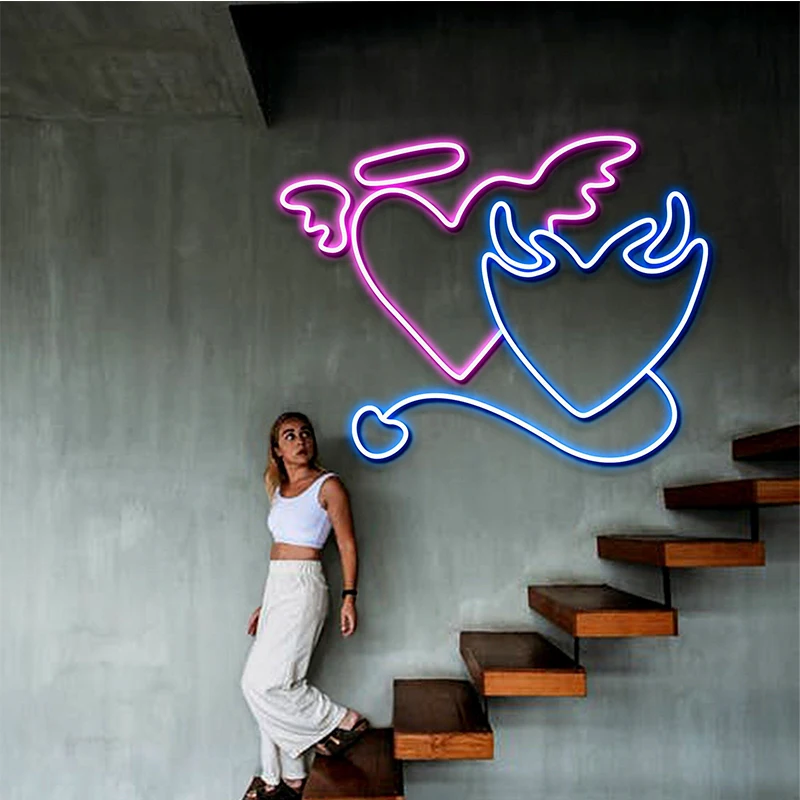 Heart with Wings, Neon Angel Wings, Angel and Devil Heart, Neon Light Sign for Wall, Blue White Neon Lights, Neon Decor for Room
Heart with Wings, Neon Angel Wings, Angel and Devil Heart, Neon Light Sign for Wall, Blue White Neon Lights, Neon Decor for Room