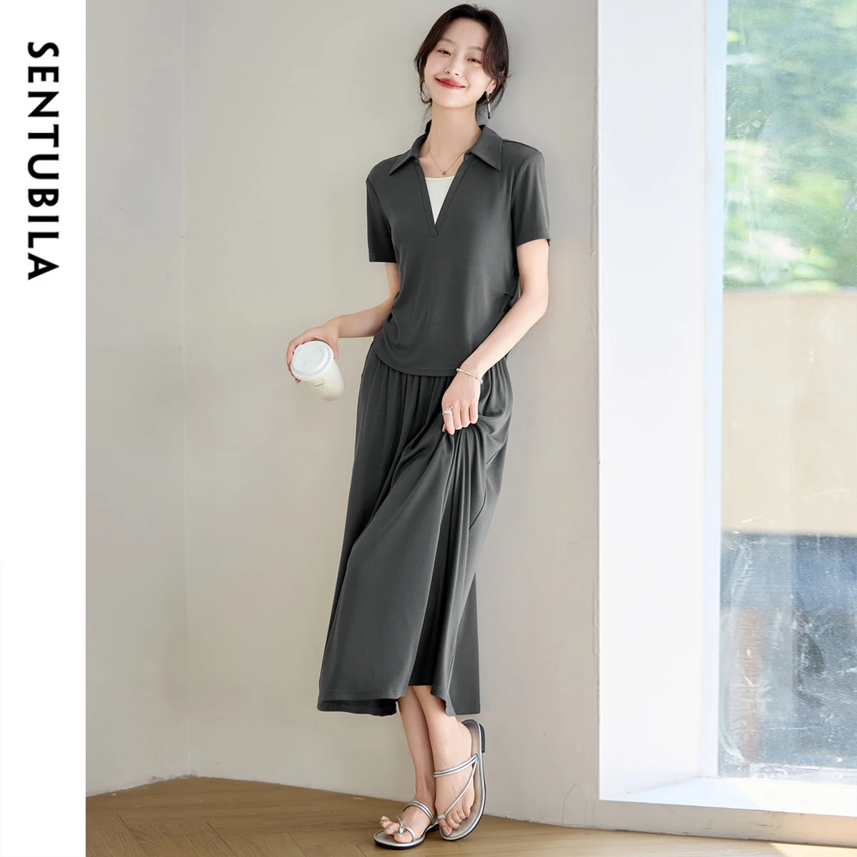SENTUBILA Color Block Mock Two Piece Set 2025 Summer Waist Pleated Top & Elastic Skirt Casual Coordinated Outfit 152ZC1783
SENTUBILA Color Block Mock Two Piece Set 2025 Summer Waist Pleated Top & Elastic Skirt Casual Coordinated Outfit 152ZC1783