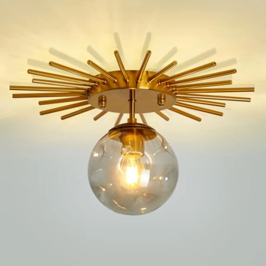 Sunburst Semi Flush Mount Ceiling Light Fixture with Glass Globe 1-Light Small Chandelier Farmhouse Ceiling Lamp for Hallway St
Sunburst Semi Flush Mount Ceiling Light Fixture with Glass Globe 1-Light Small Chandelier Farmhouse Ceiling Lamp for Hallway St