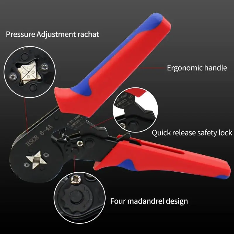 Ferrule Crimping Tool, Self-Adjusting Hexagonal Wire Crimper Plier YE 16-6E For AWG 20-5(0.5-16mm²) ,Ratchet Wire Crimping Tool
Ferrule Crimping Tool, Self-Adjusting Hexagonal Wire Crimper Plier YE 16-6E For AWG 20-5(0.5-16mm²) ,Ratchet Wire Crimping Tool