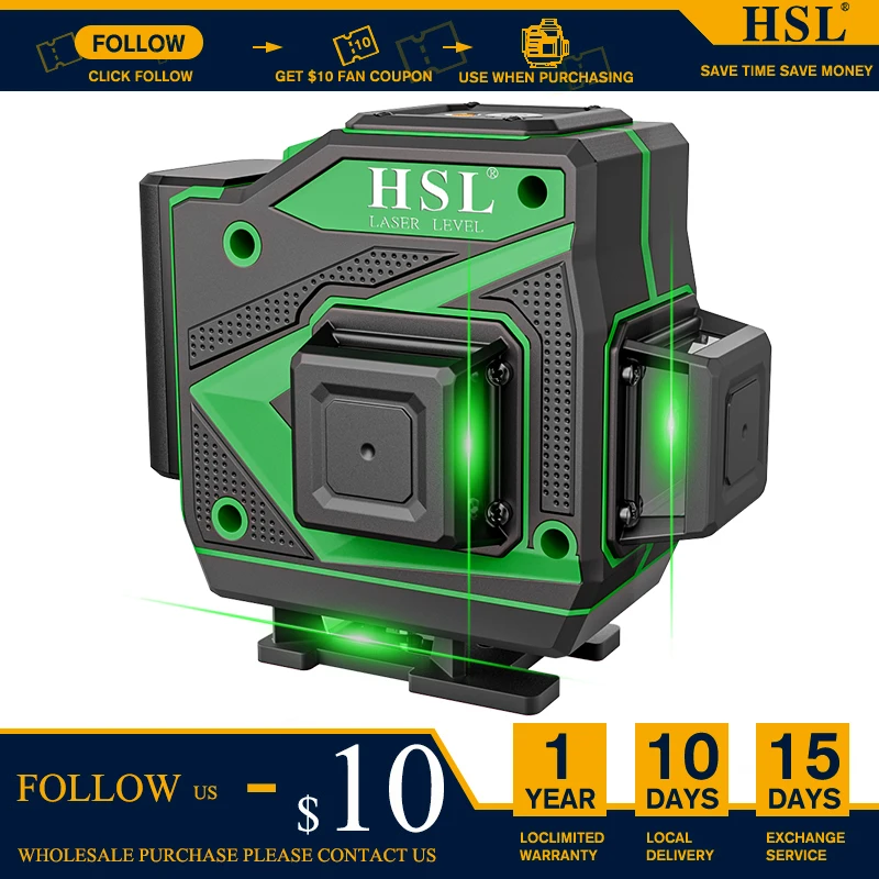 HSL 12 Lines 3D Green Laser Level Horizontal&Vertical Cross Lines 532nm,Auto Self-Leveling, High-Precision powerful leveler
HSL 12 Lines 3D Green Laser Level Horizontal&Vertical Cross Lines 532nm,Auto Self-Leveling, High-Precision powerful leveler
