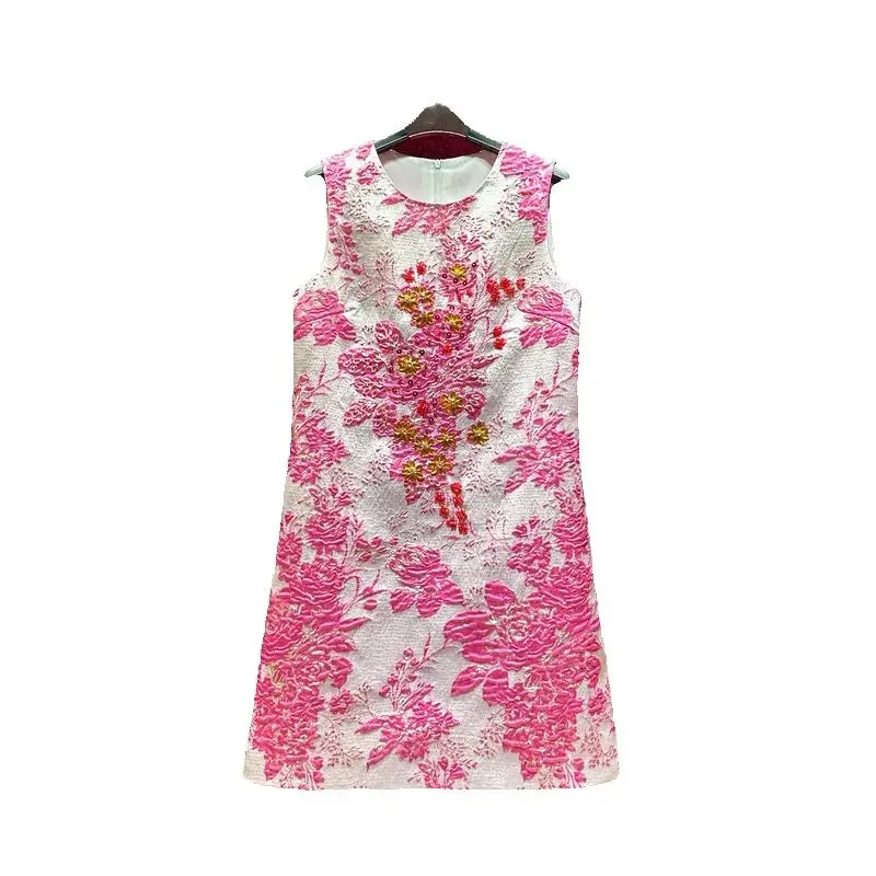 Luxury Jacquard Embroidery Vintage Short A-line Dress Spring Summer Sequins Beads Loose Waist O-neck Sleeveless Party Mini Dress
Luxury Jacquard Embroidery Vintage Short A-line Dress Spring Summer Sequins Beads Loose Waist O-neck Sleeveless Party Mini Dress