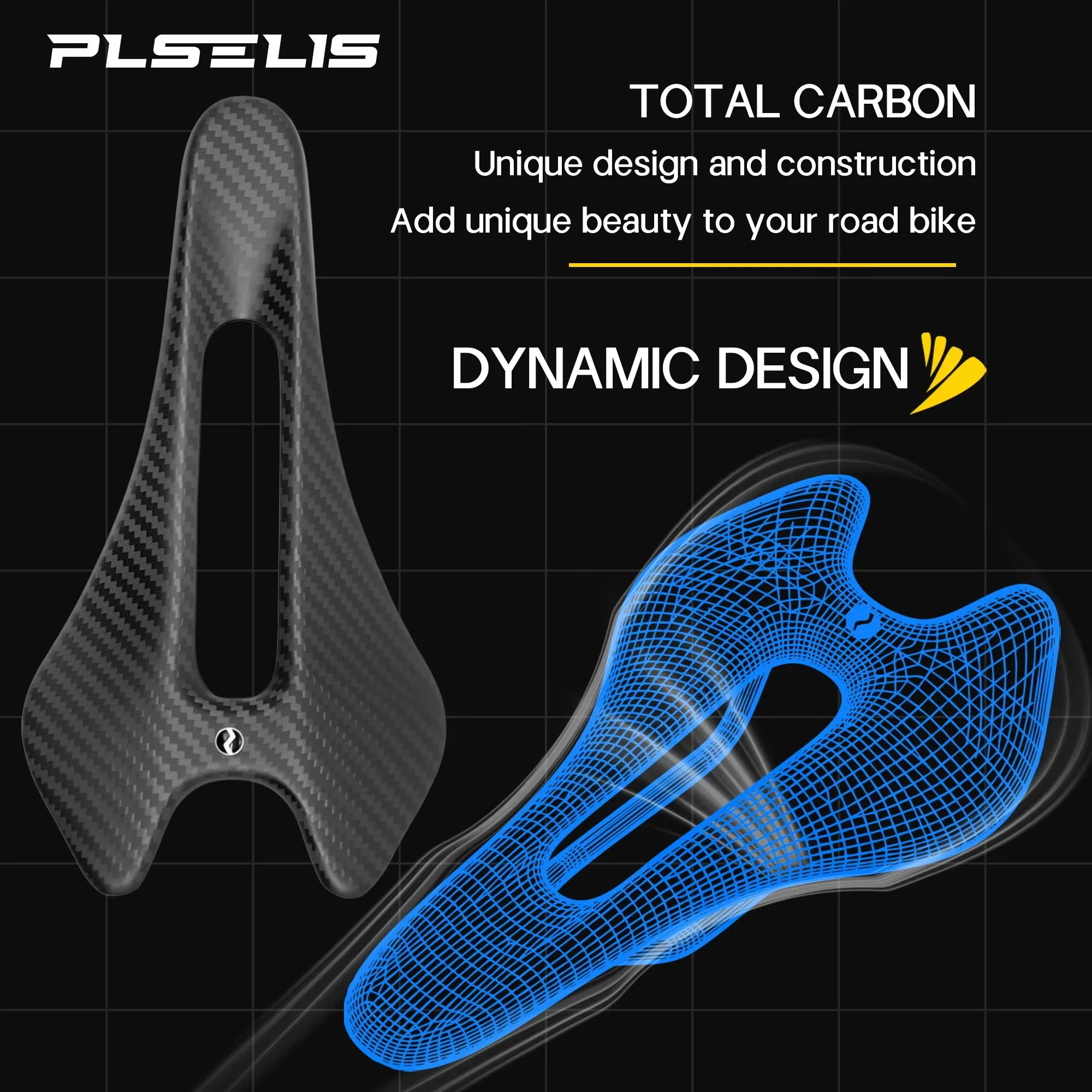 Plselis Lightweight High-Strength Carbon Fiber Road Bicycle Saddle 56g Hollow Breathable Ergonomic Seat CushionPS--3005
Plselis Lightweight High-Strength Carbon Fiber Road Bicycle Saddle 56g Hollow Breathable Ergonomic Seat CushionPS--3005